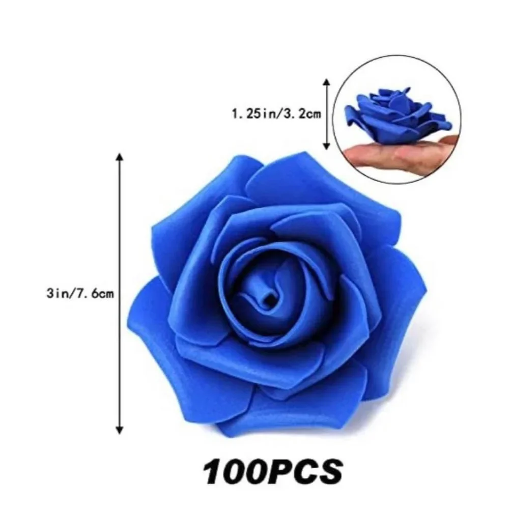 100 count | Royal Blue Artificial Roses Wedding Home Bouquet Decor ~ New